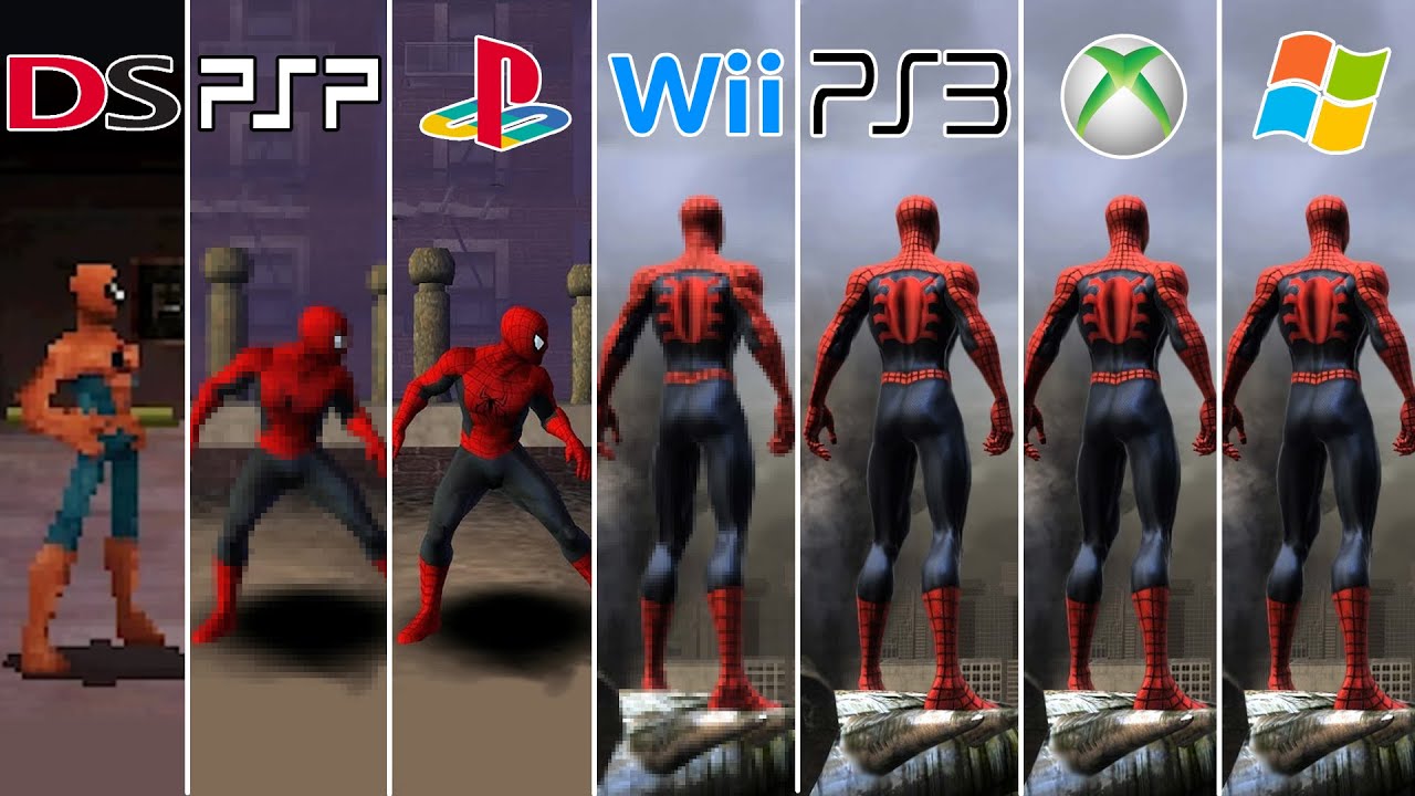 Spider-Man: Web of Shadows (2008) DS vs PSP vs PS2 vs Wii vs PS3 vs XBOX 360 vs PC