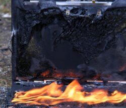 laptop on fire
